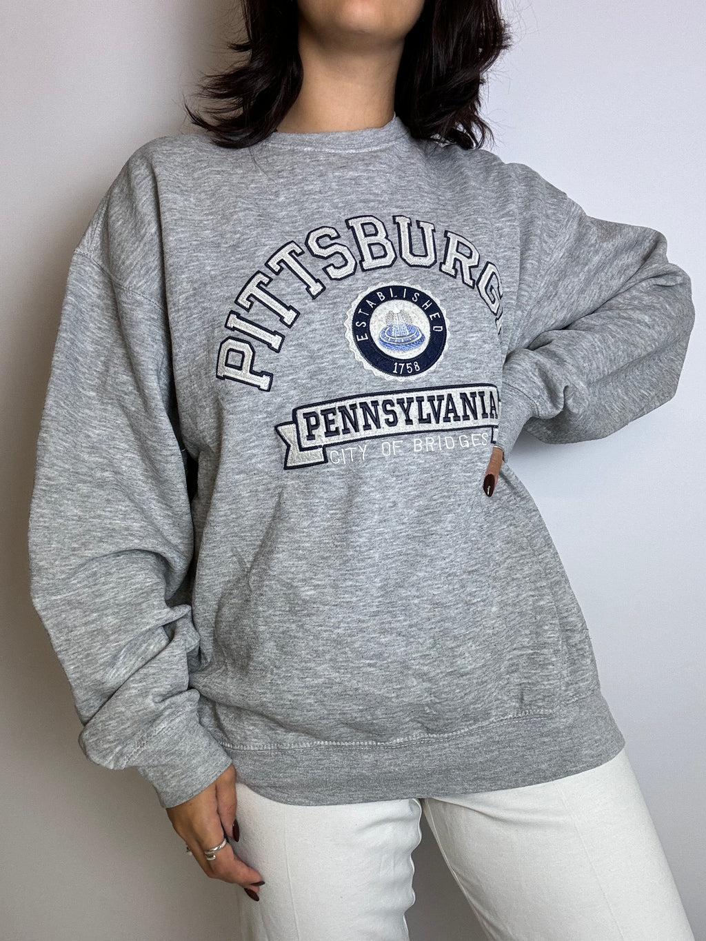 Vintage gray Pittsburgh sweatshirt L 