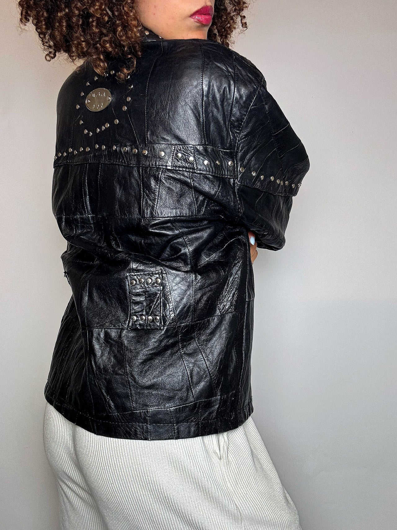 VERRA PELLE XL Vintage gerade schwarze Lederjacke
