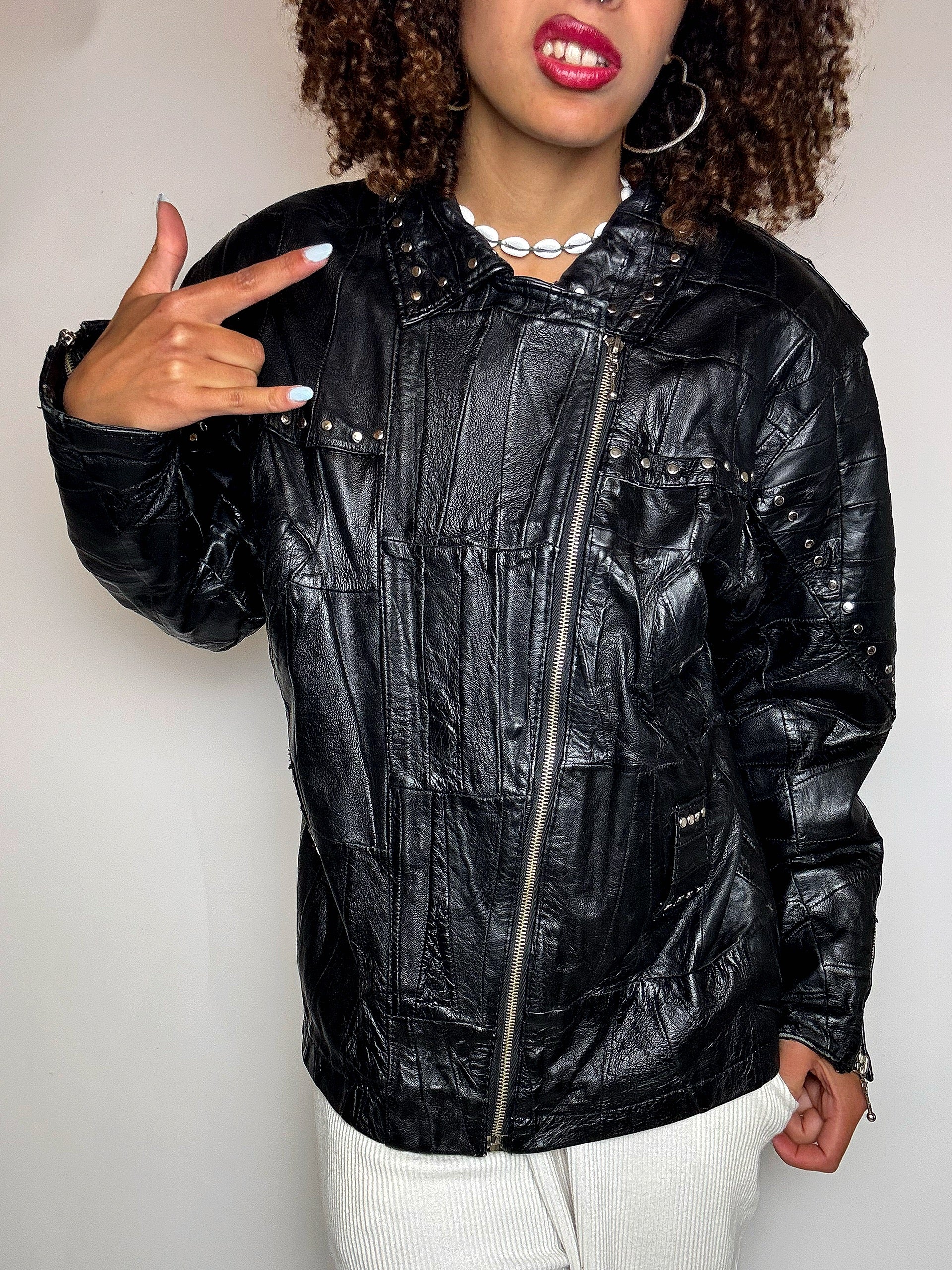 VERRA PELLE XL vintage straight black leather jacket