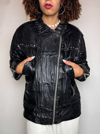 VERRA PELLE XL vintage straight black leather jacket