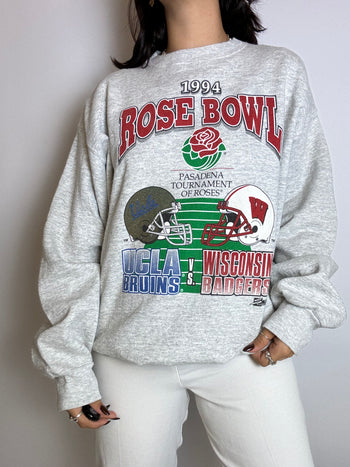 Pull sweat Rose Bowl gris vintage XL