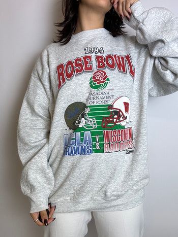 Pull sweat Rose Bowl gris vintage XL