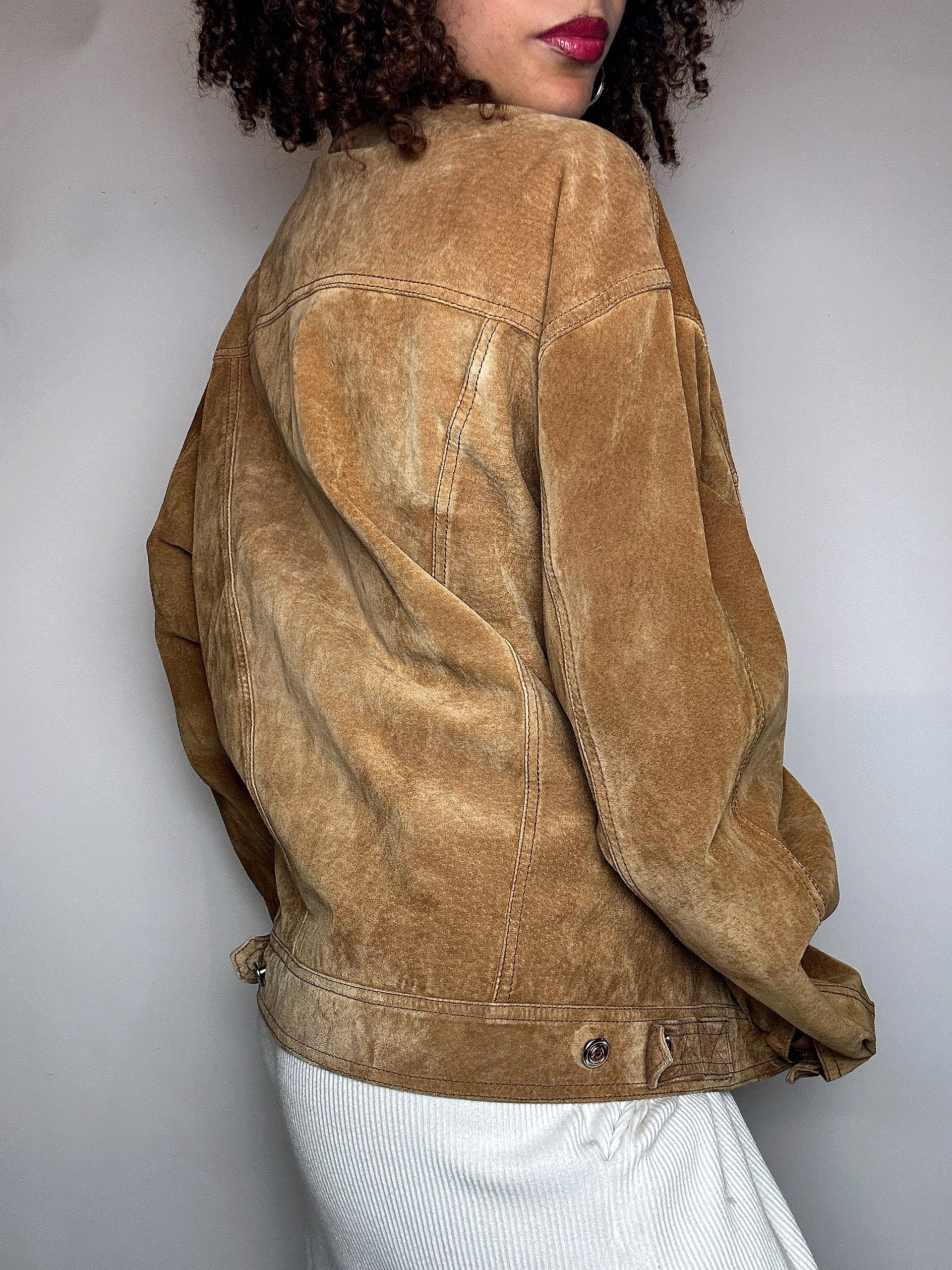 Veste en daim camel L vintage