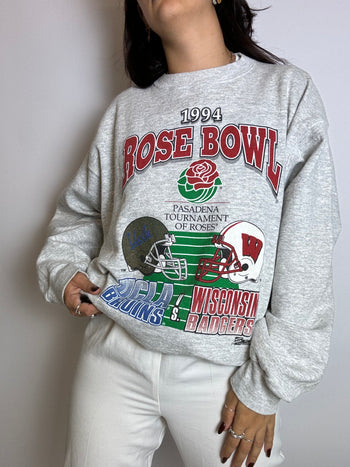 Pull sweat Rose Bowl gris vintage XL