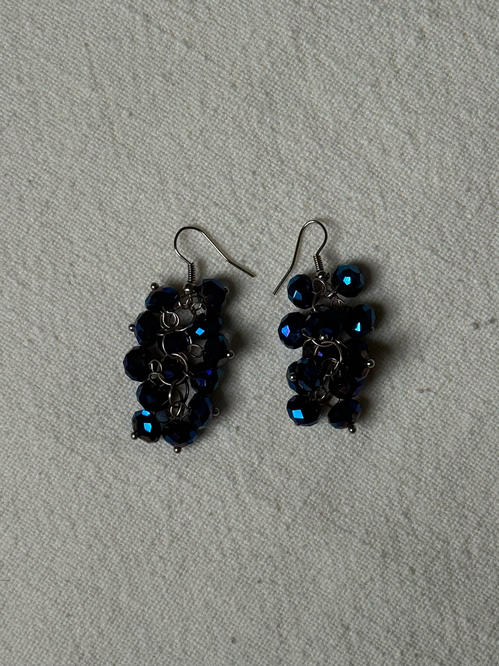 Boucles d'oreilles pierres bleues vintage