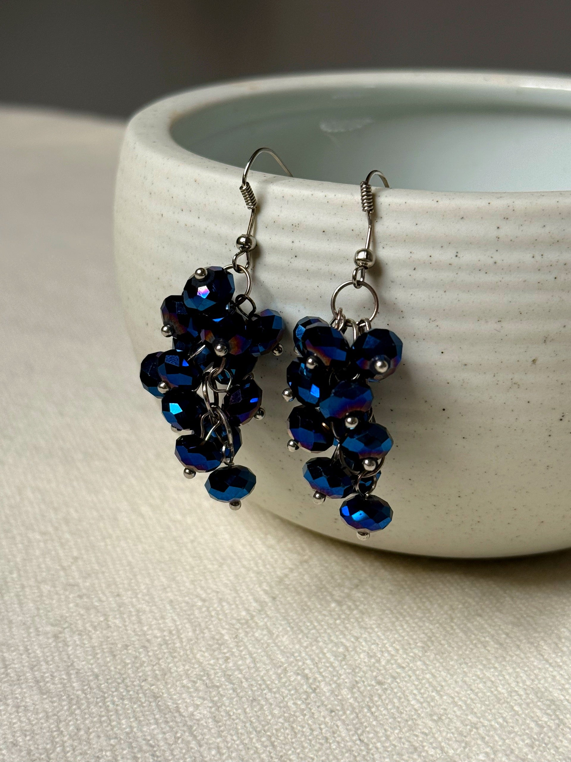 Boucles d'oreilles pierres bleues vintage