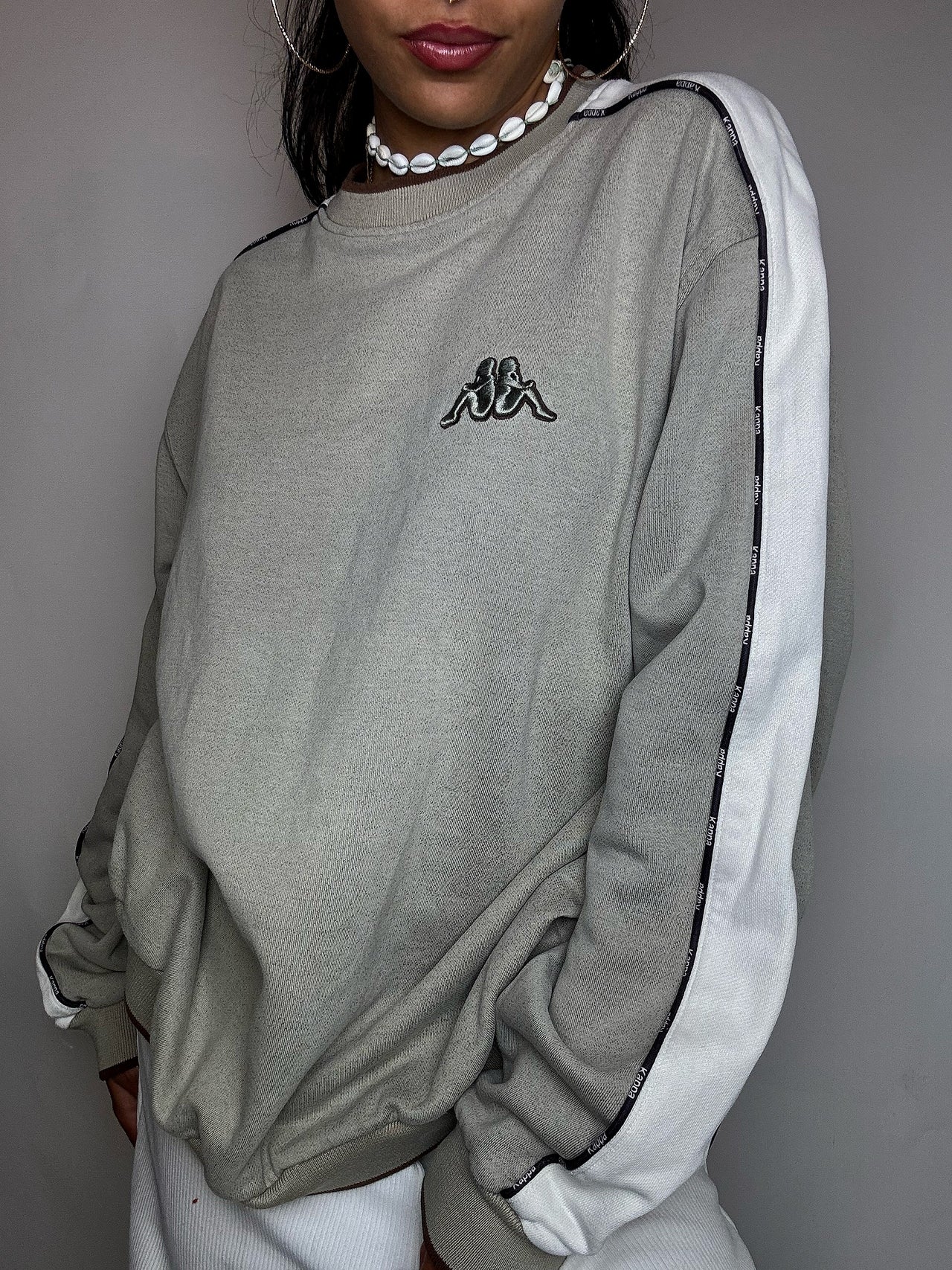 Sweat col rond beige KAPPA L vintage