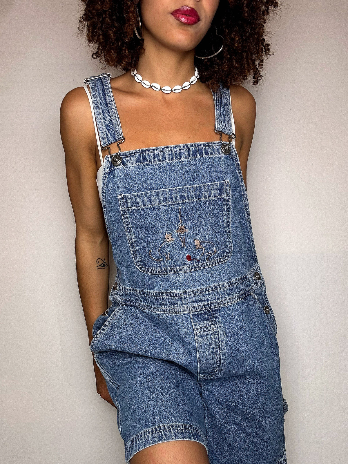 Vintage denim short overalls M