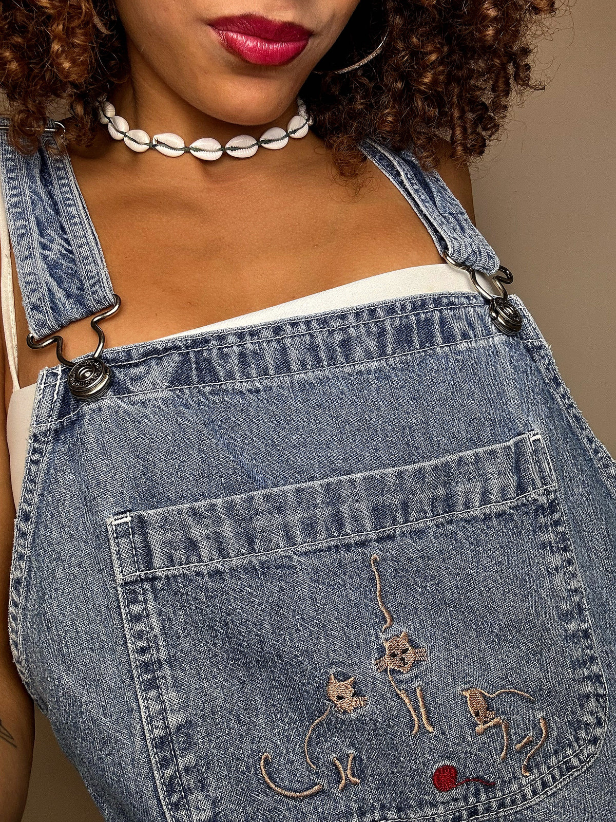 Vintage denim short overalls M
