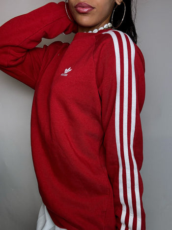 Sweat col rond rouge ADIDAS S vintage