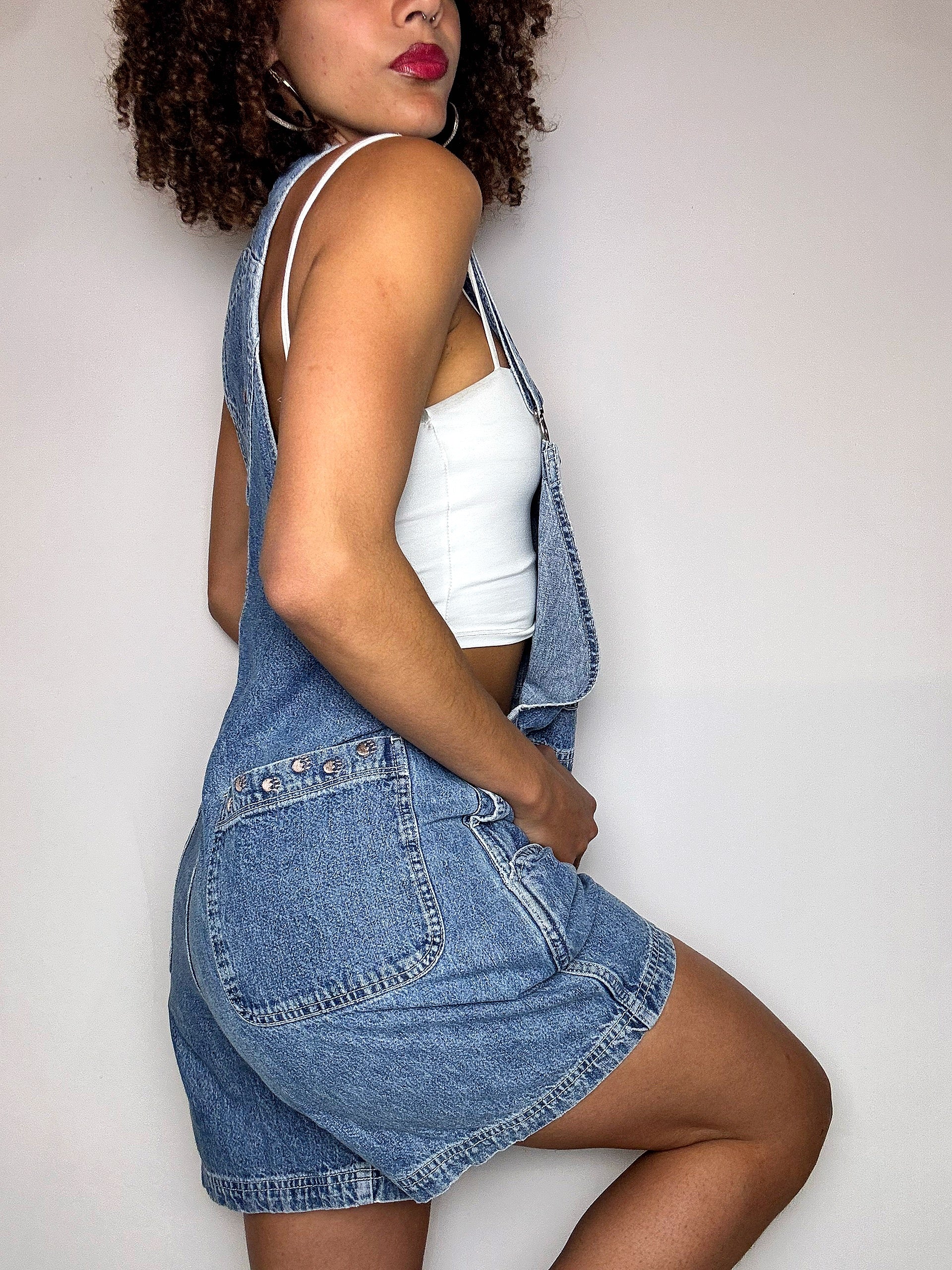 Vintage denim short overalls M