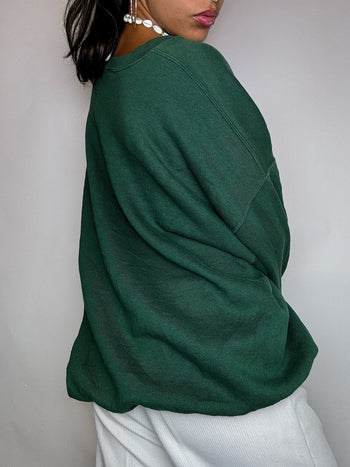 Sweat col rond vert bouteille XXL vintage