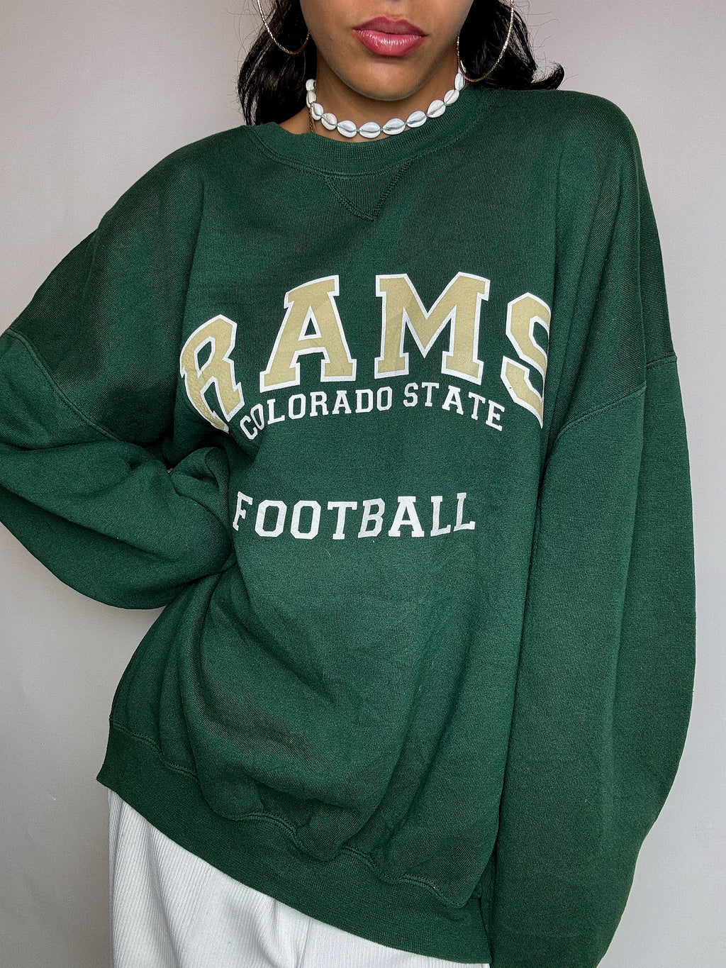 Sweat col rond vert bouteille XXL vintage