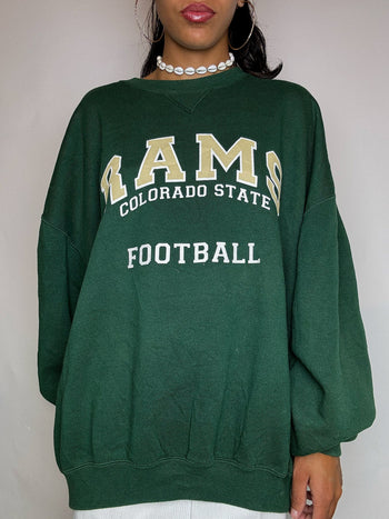 Sweat col rond vert bouteille XXL vintage