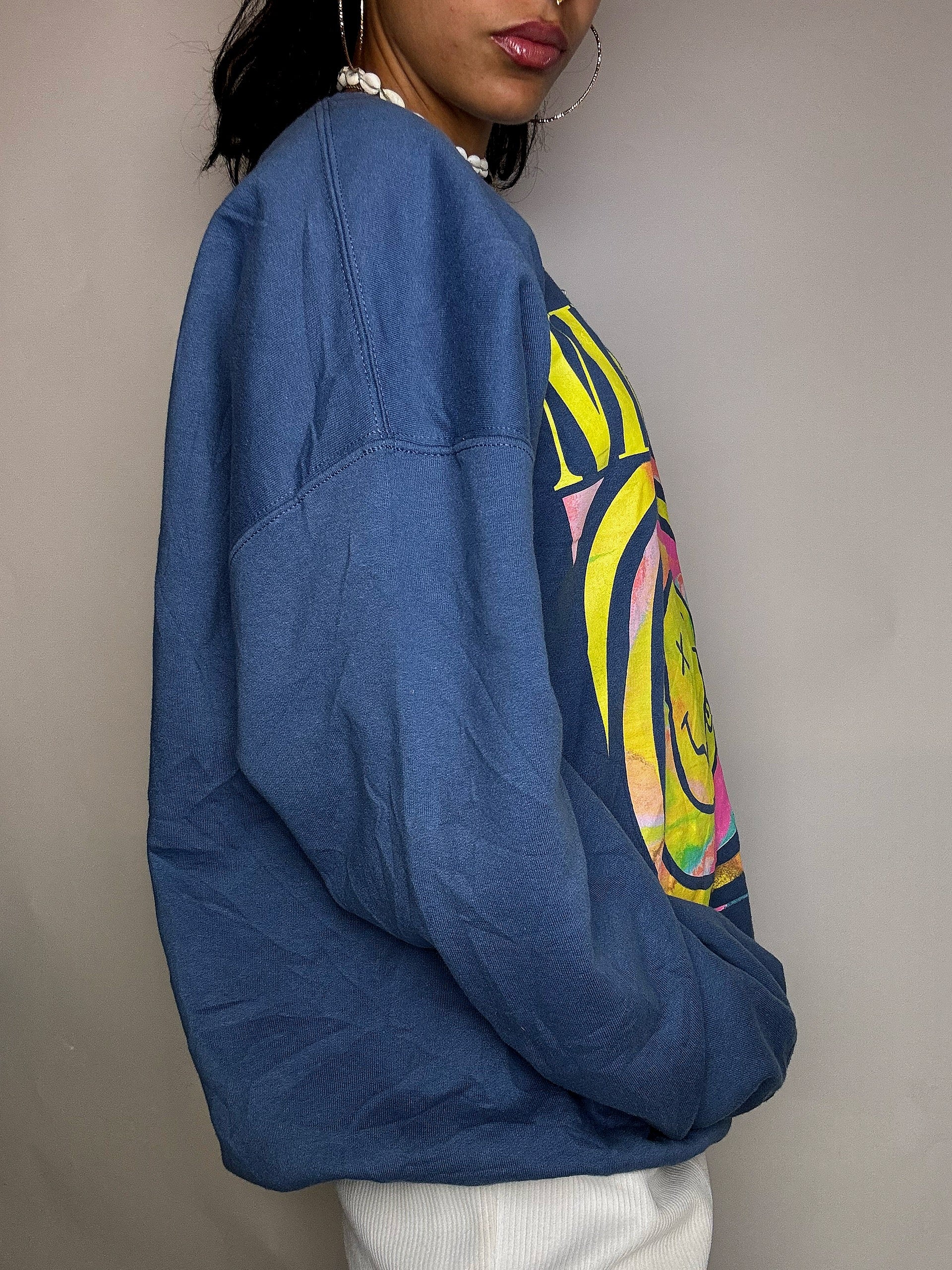 NIRVANA XL Vintage-Sweatshirt in Blau mit Rundhalsausschnitt