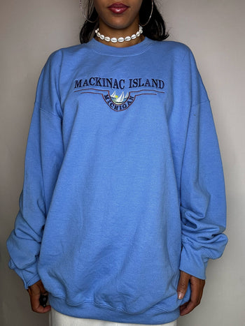 Sweat col rond bleu ciel XL vintage