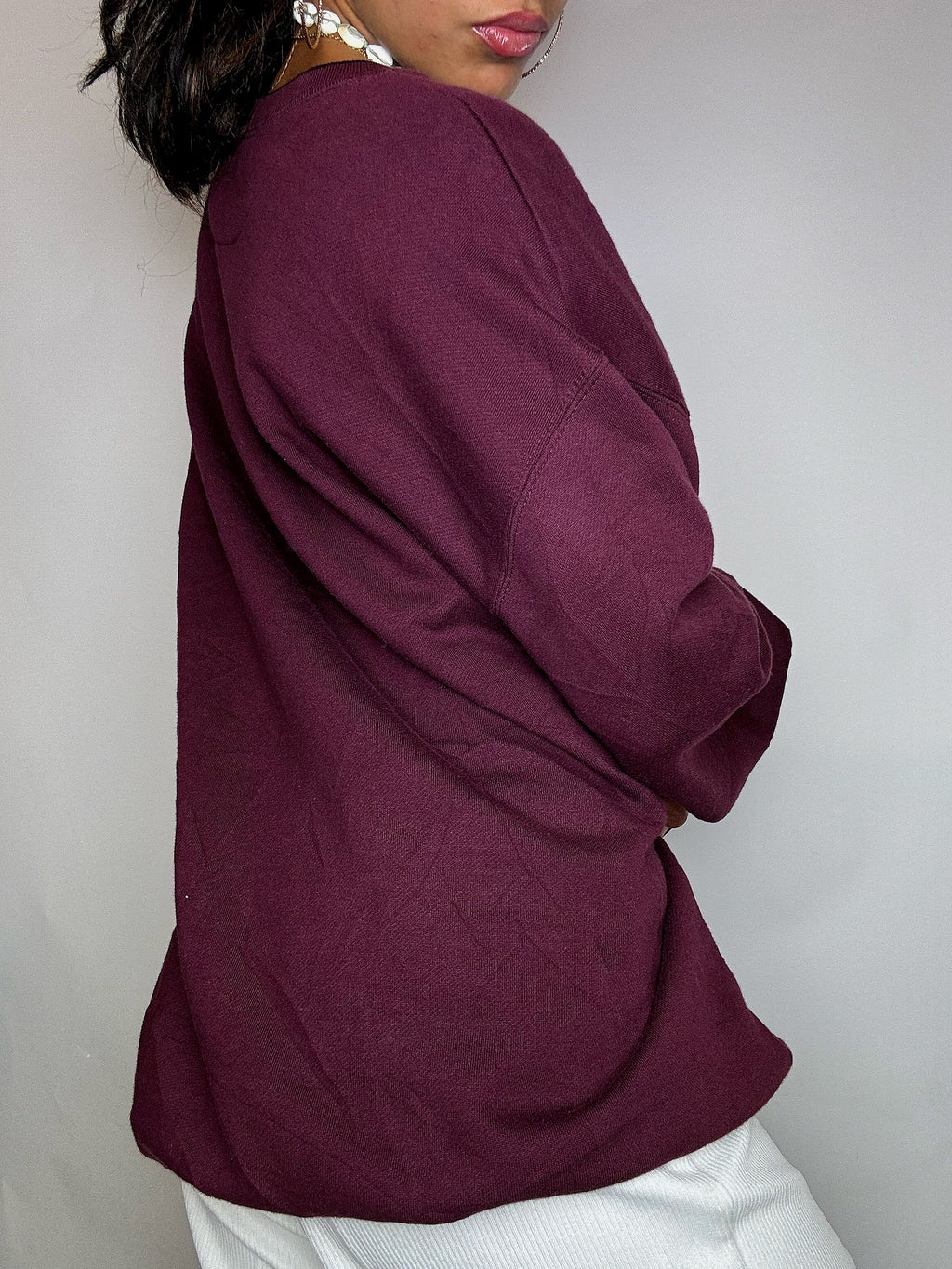 Sweat col rond bordeaux CROFT &BARROW M vintage
