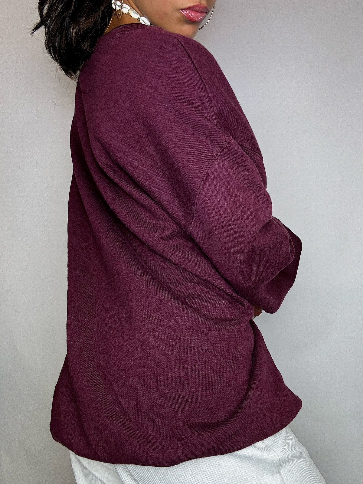 Sweat col rond bordeaux CROFT &BARROW M vintage