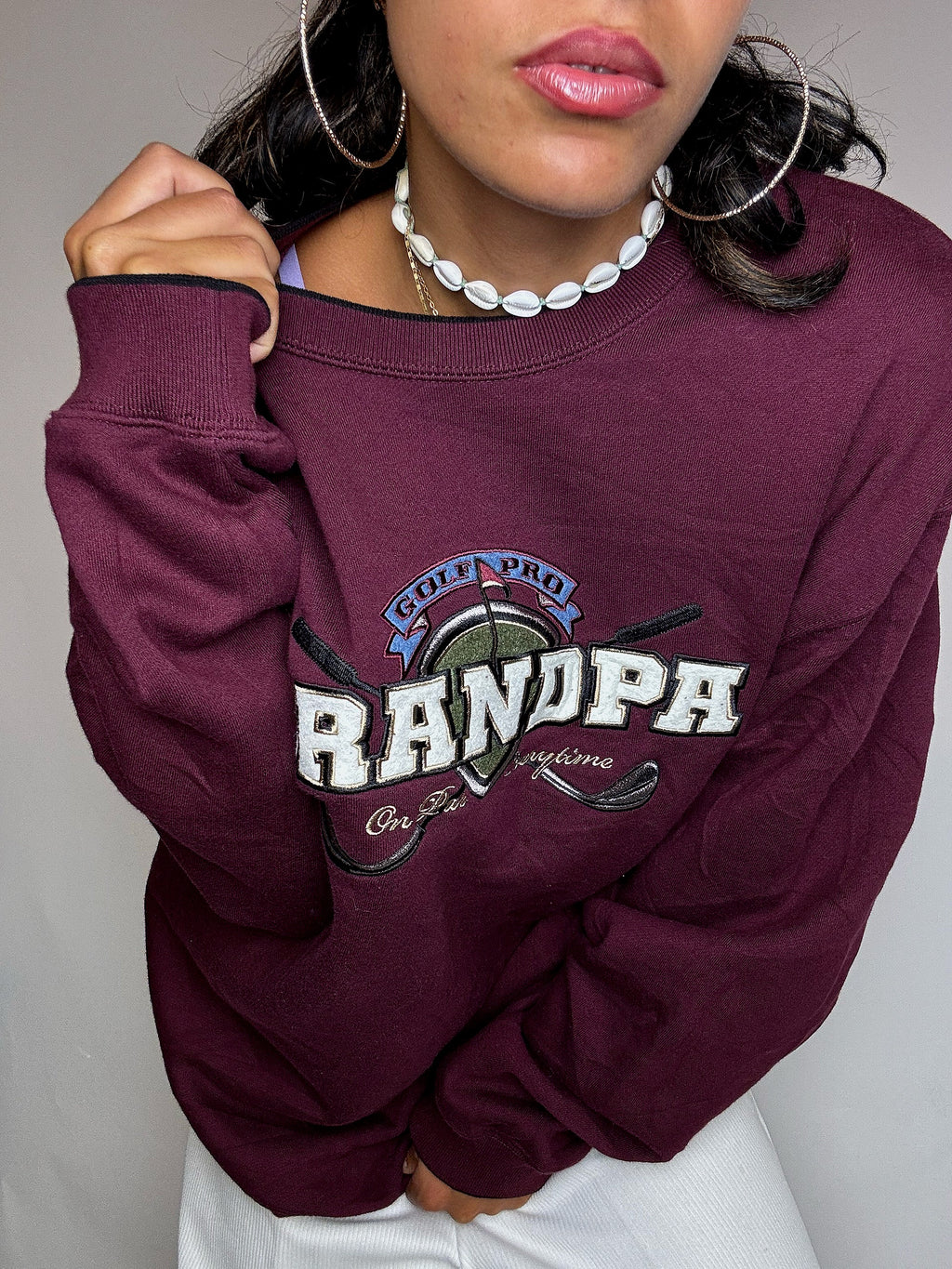 Sweat col rond bordeaux CROFT &BARROW M vintage