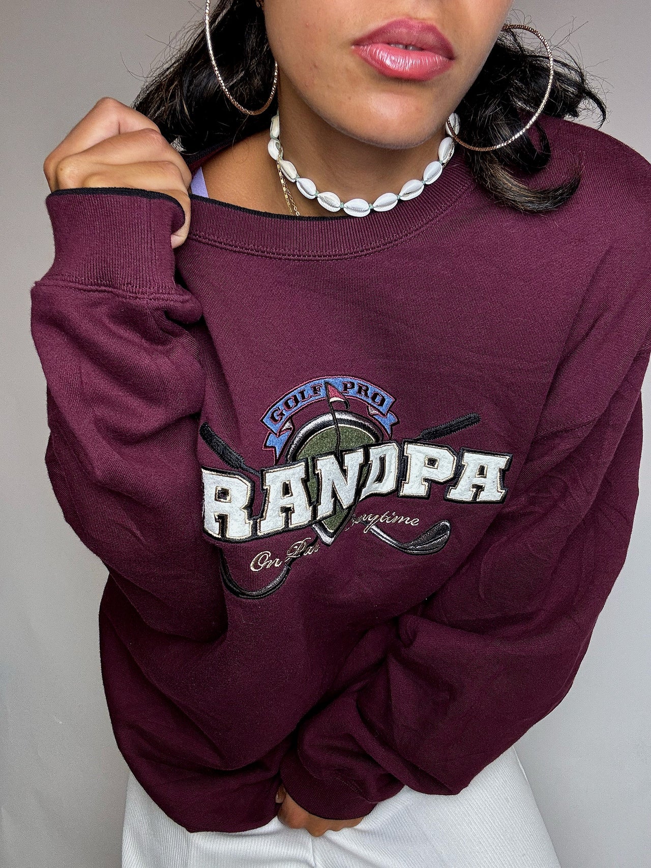 Sweat col rond bordeaux CROFT &BARROW M vintage