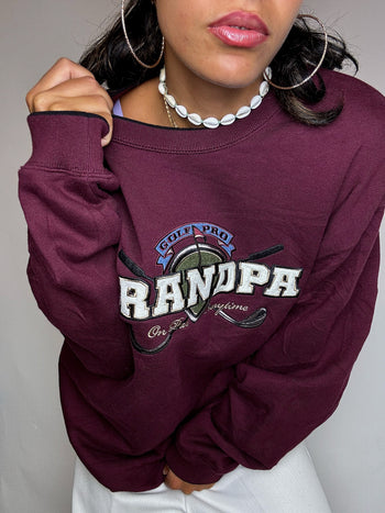 Sweat col rond bordeaux CROFT &BARROW M vintage