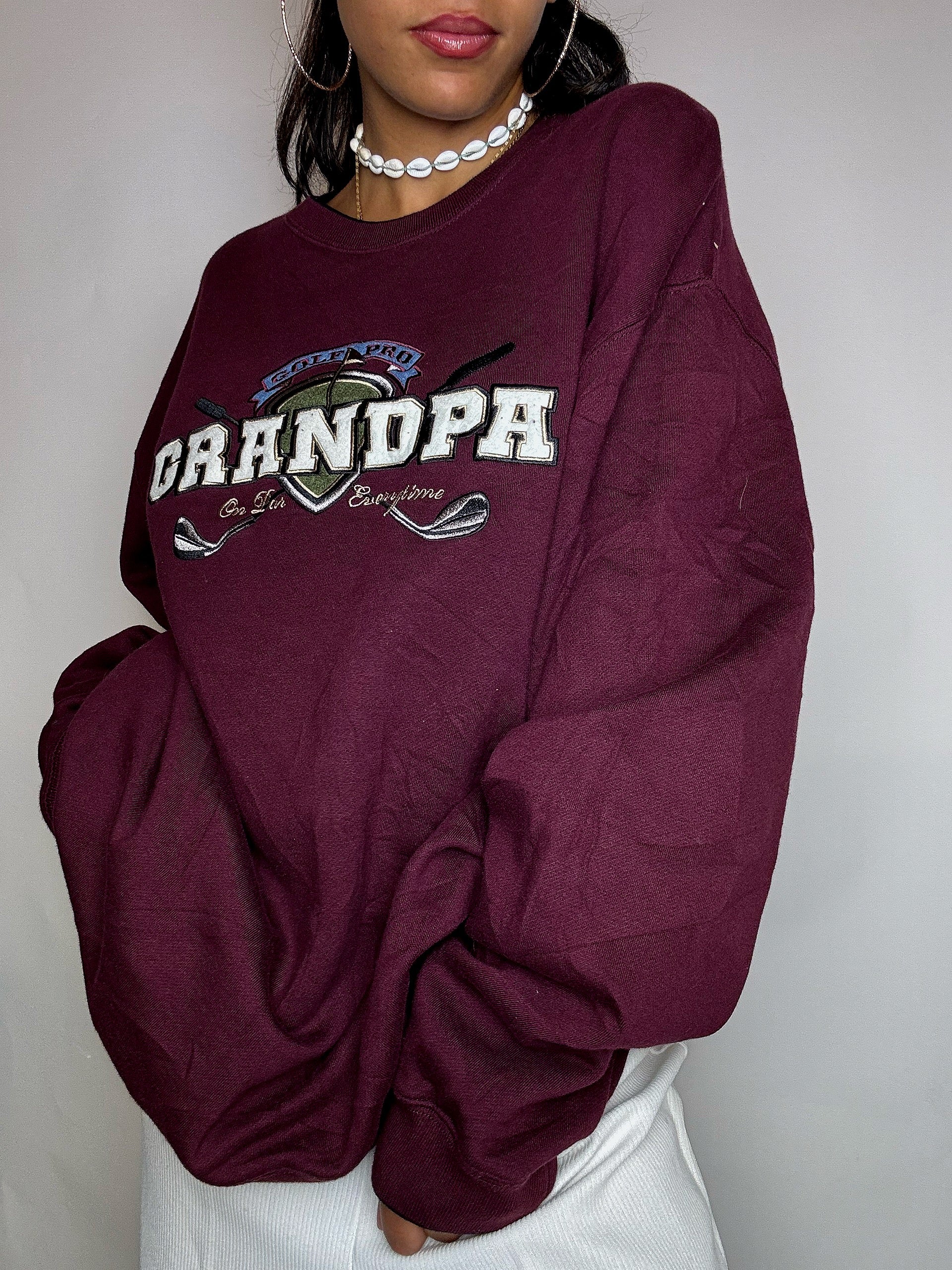Sweat col rond bordeaux CROFT &BARROW M vintage