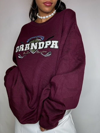 Sweat col rond bordeaux CROFT &BARROW M vintage