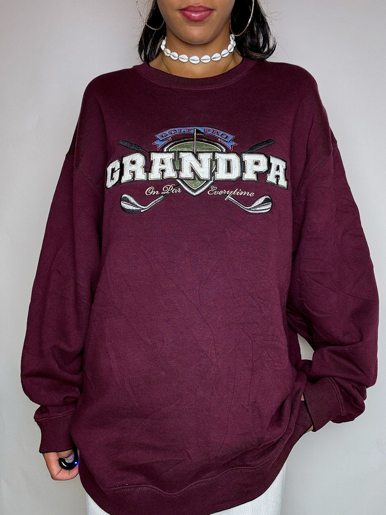 Sweat col rond bordeaux CROFT &BARROW M vintage