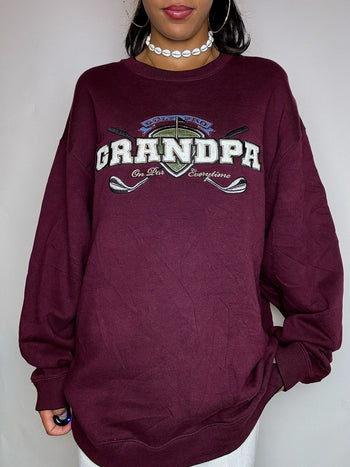 Sweat col rond bordeaux CROFT &BARROW M vintage