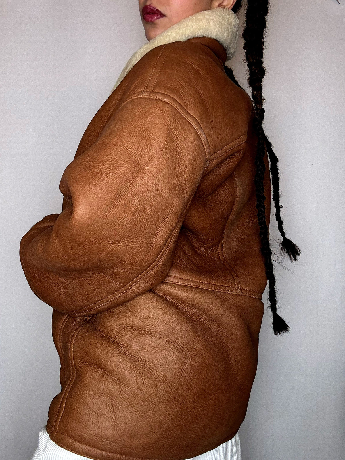 Vintage-Shearling-Mantel, Größe XL