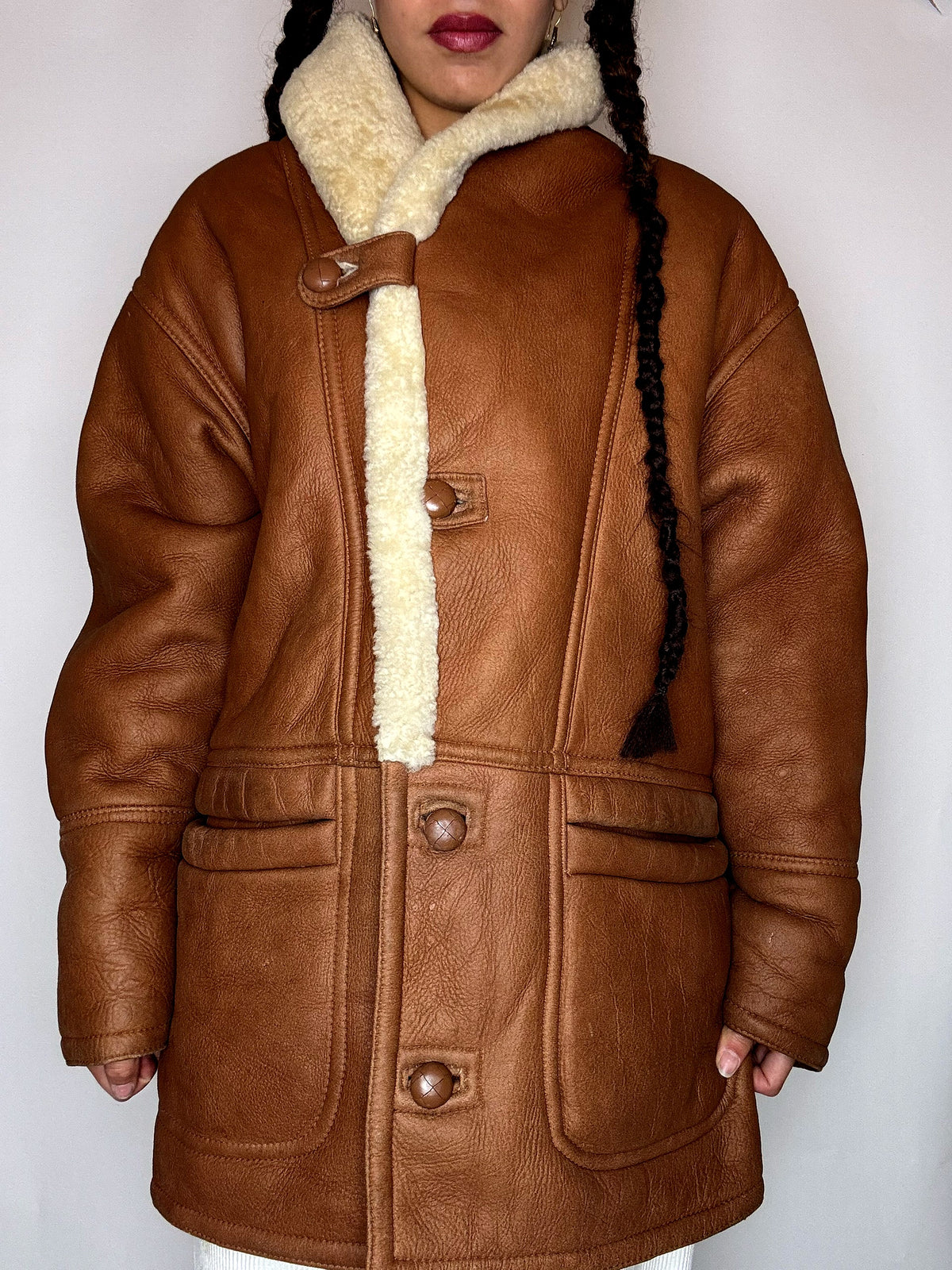 Vintage-Shearling-Mantel, Größe XL