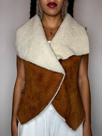 Camel M/L vintage sheepskin vest