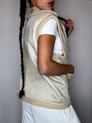 Gilet en suedine crème L vintage