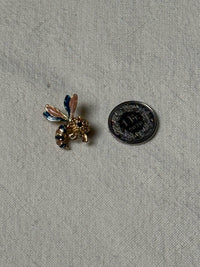 Petite broche guêpe verte et rose vintage