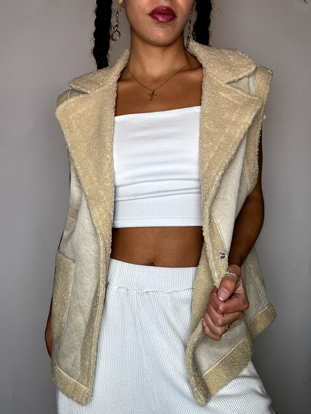Cream suede vintage L waistcoat