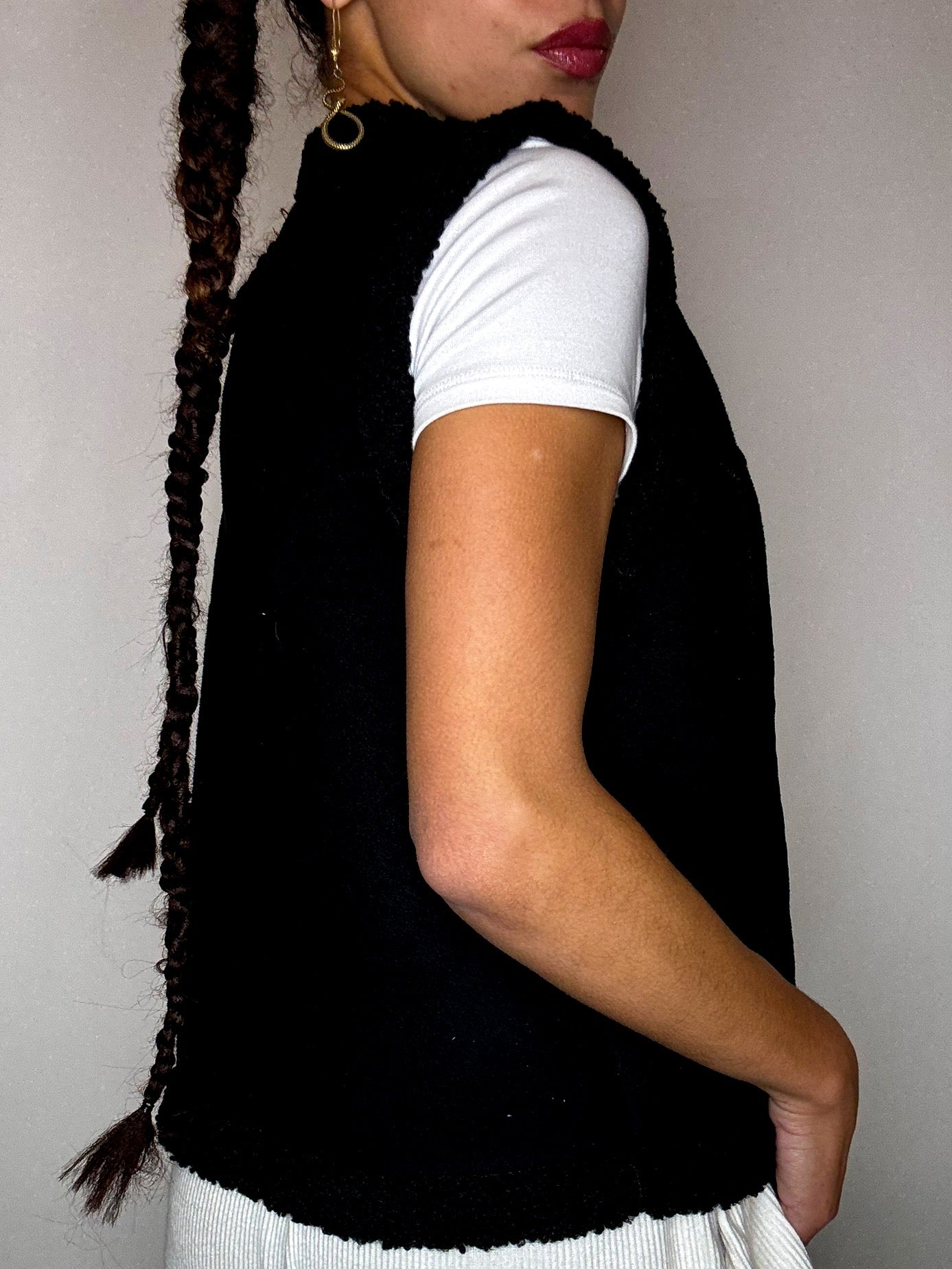 Gilet en suedine noir M vintage