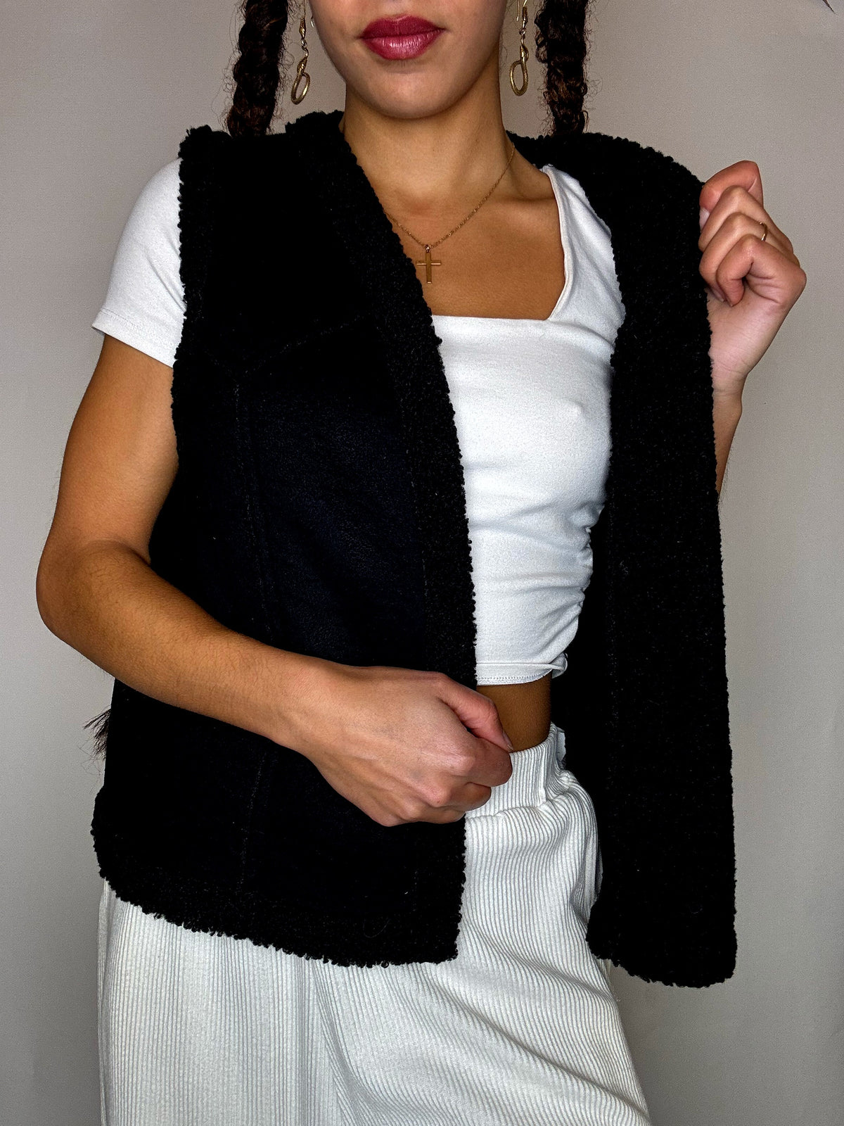 Gilet en suedine noir M vintage
