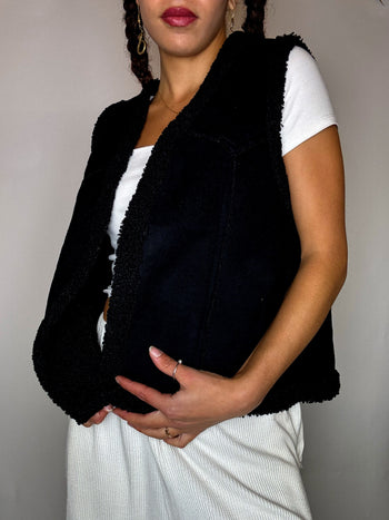 Gilet en suedine noir M vintage