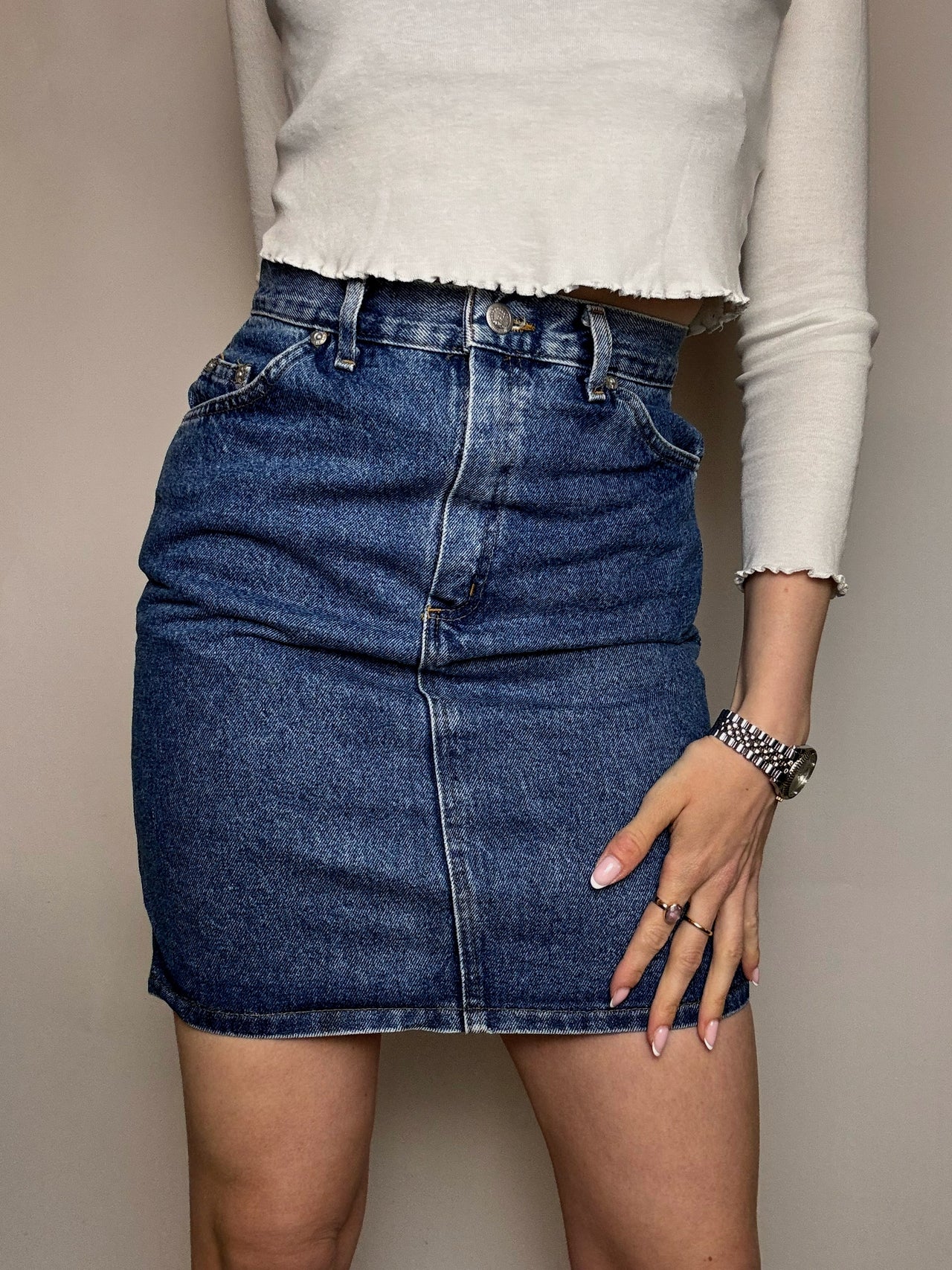 Jupe en jean foncé RIFLE S/M vintage