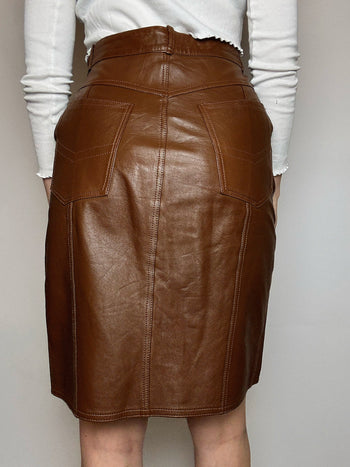Jupe en cuir camel L vintage