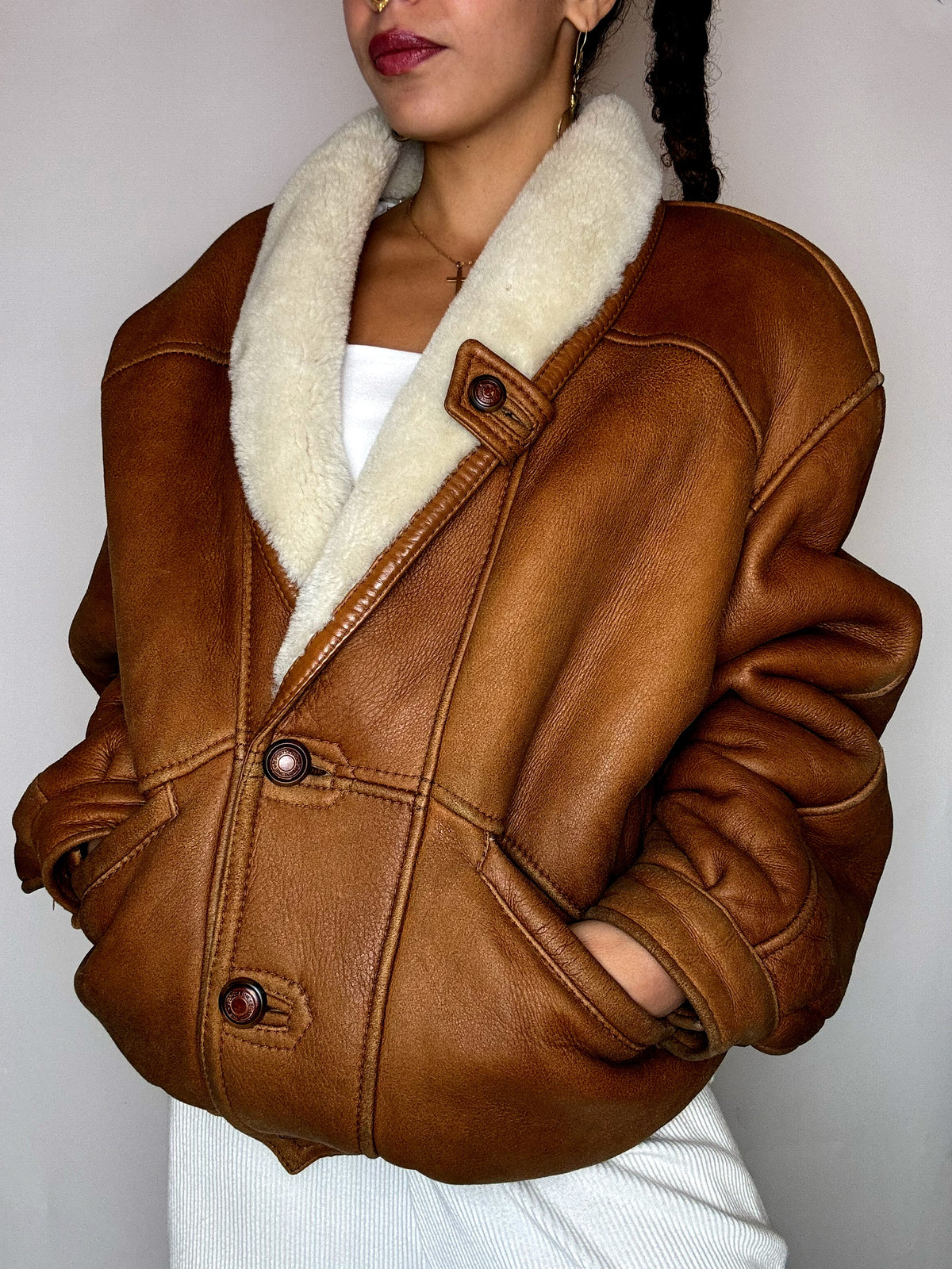 Camer Shearling-Jacke, Vintage, Größe L/XL