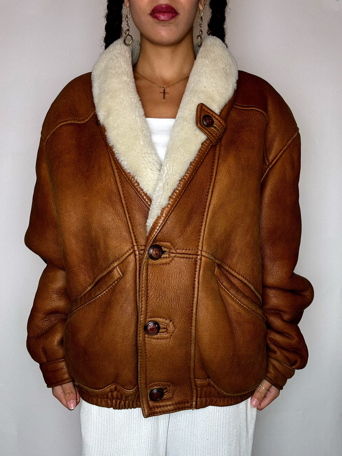 Camer Shearling-Jacke, Vintage, Größe L/XL