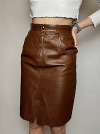 Jupe en cuir camel L vintage