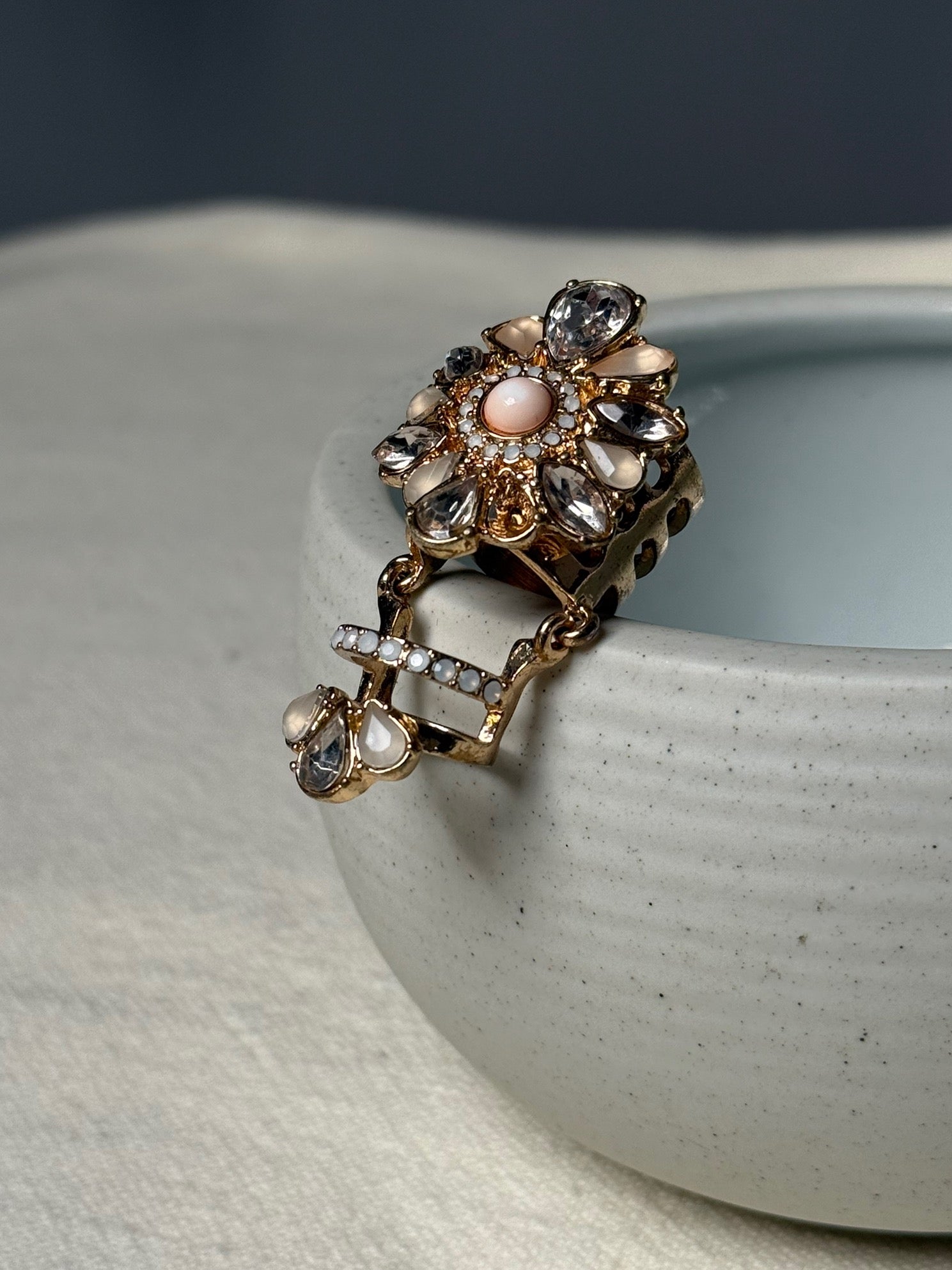 Bague double phalange dorée vintage