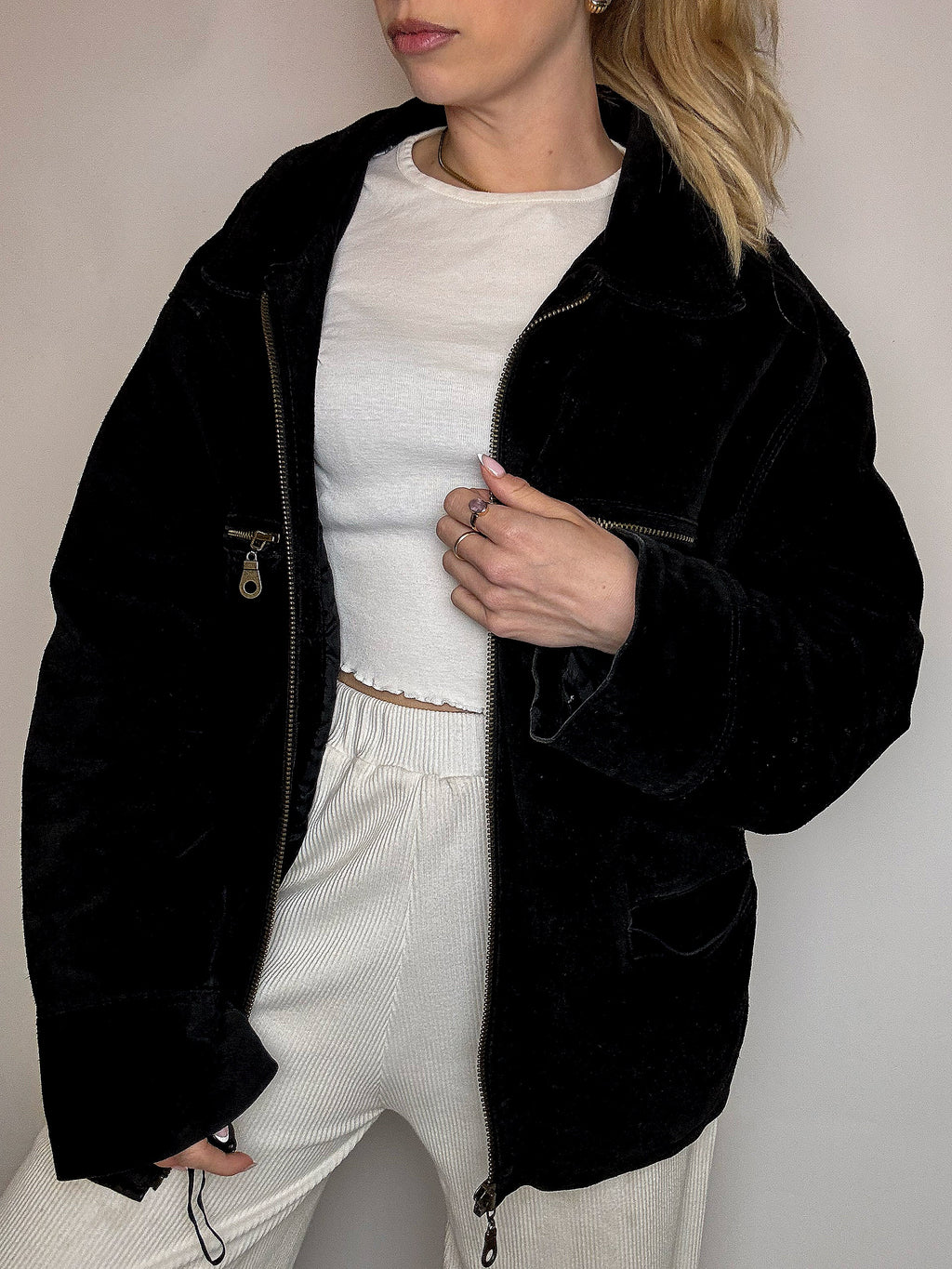 Vintage XL camel suede bomber jacket