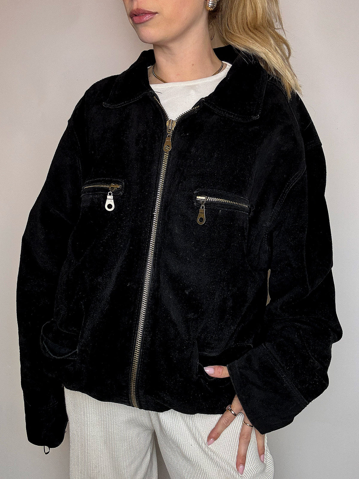 Vintage XL camel suede bomber jacket