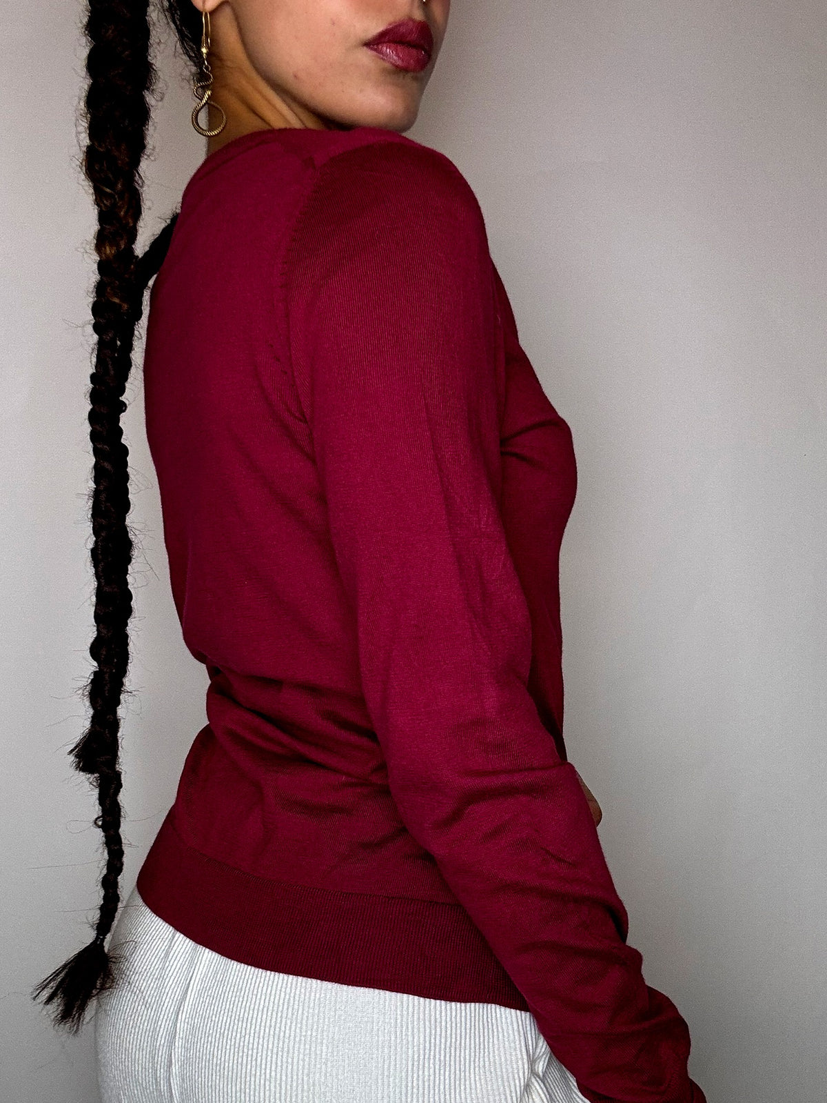 LACOSTE fuchsia cotton cardigan XS/S vintage