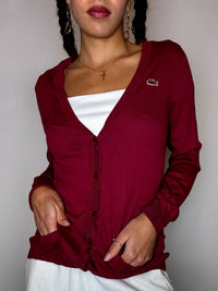 LACOSTE fuchsia cotton cardigan XS/S vintage