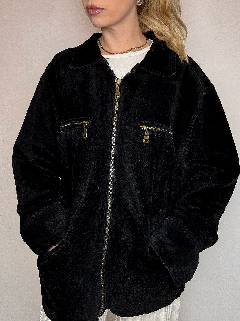 Vintage XL camel suede bomber jacket