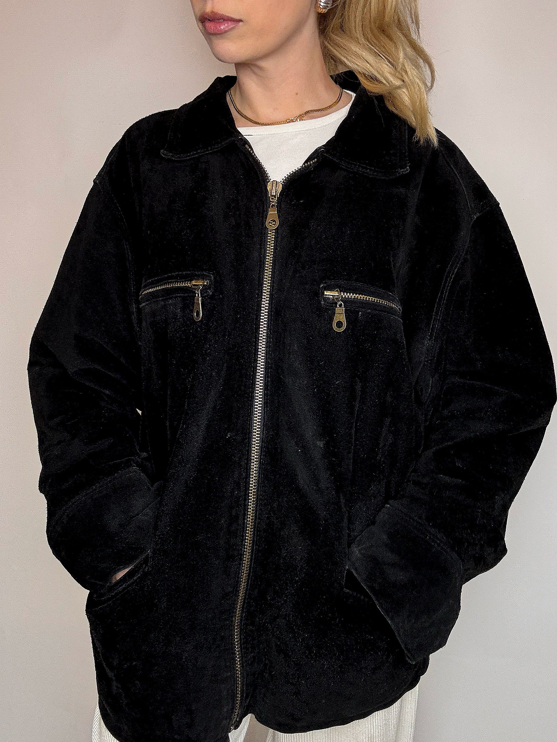 Vintage XL camel suede bomber jacket